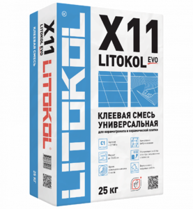 Клей, усиленный фиброволокном, для плитки, керамогранита и камня LITOKOL X11 EVO (класс С1) 25кг